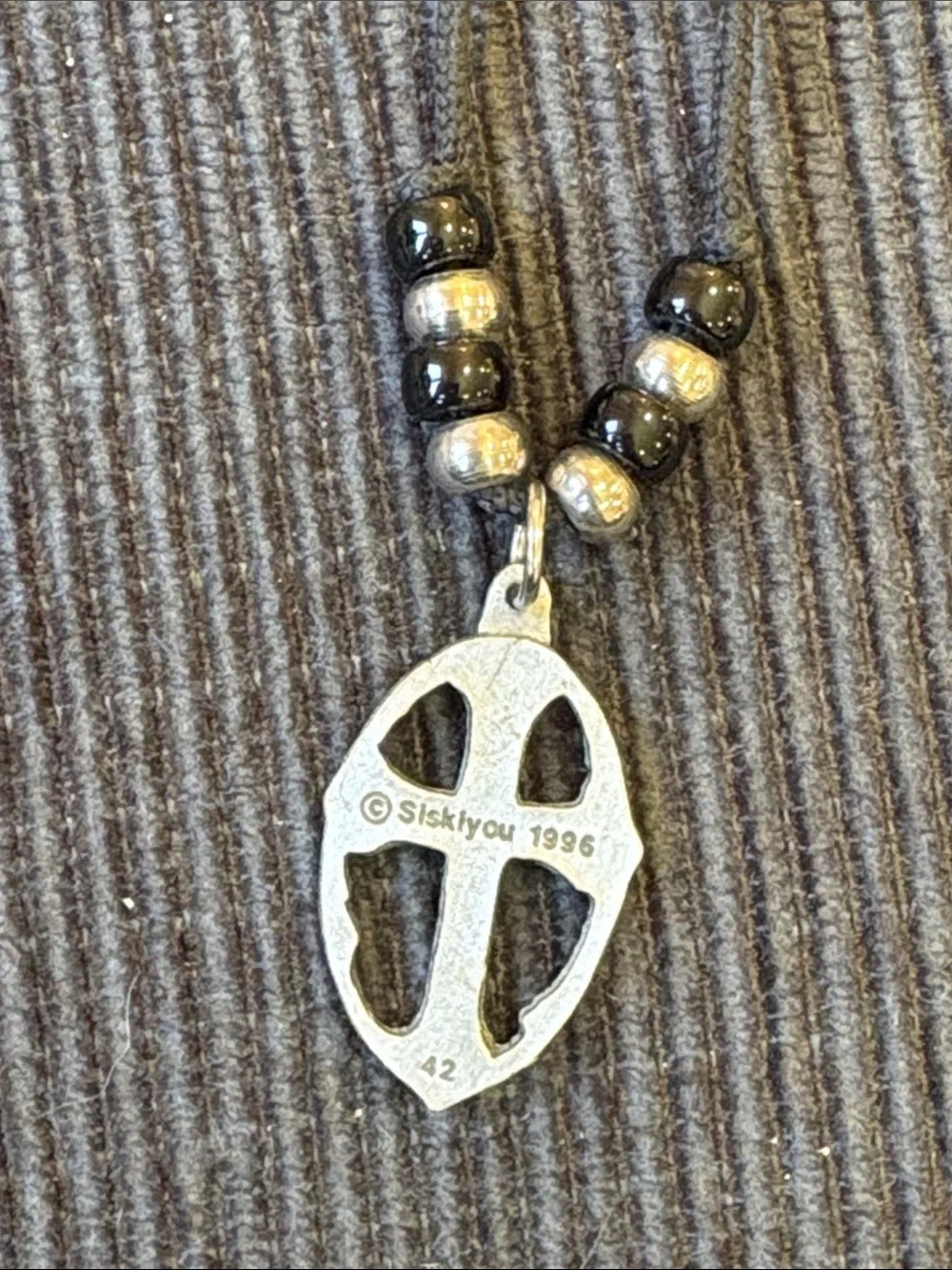 18-Siskiyou Silver Cross Pendant Necklace with Black Beads - Women Jewelry